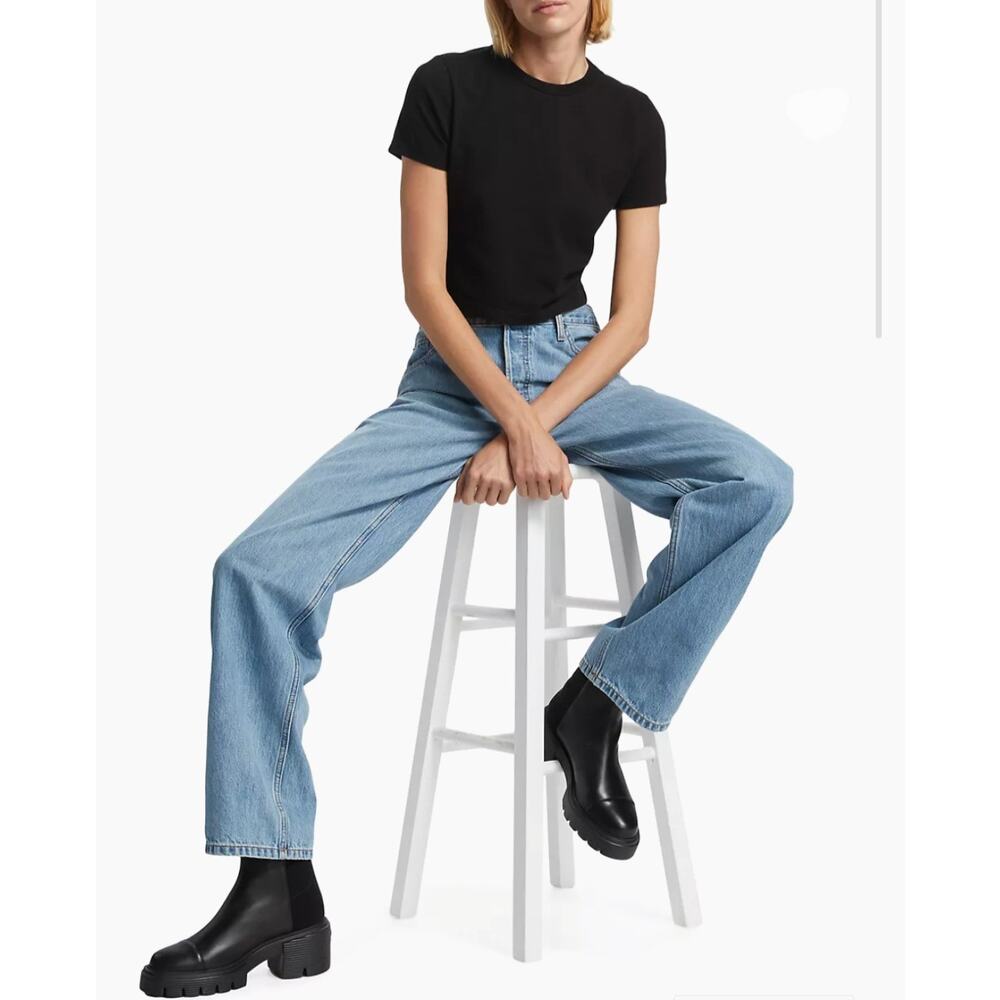 NWT RE/DONE 90s Loose Long Straight Leg Jeans Wasted Indigo Rigid Denim Size 30 - Picture 4 of 13